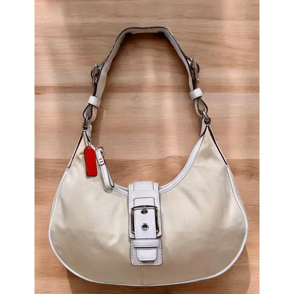 Coach Cream Hobo Shoulder Bag with Red Tag